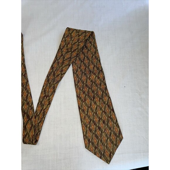 Rubinacci Italy Men’s Dress Tie Size 56” Gold Argyle Silk Business Formal Party - Picture 5 of 12